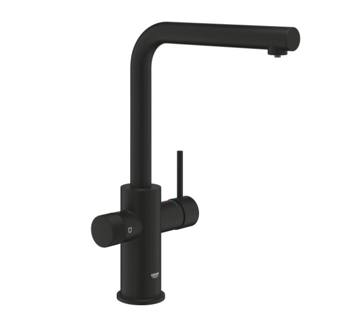 virtuves izlietnes maisitajs BauCurve ar filtru Grohe Blue, hroms