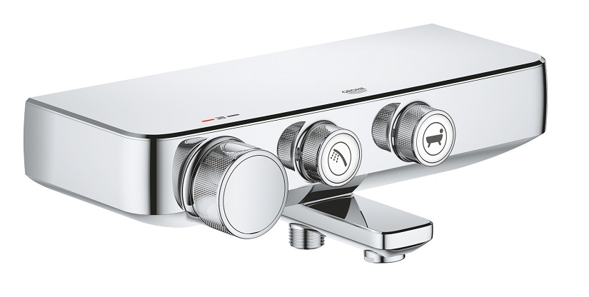 vannas maisitajs Lineare New, 4 caurumu, uz virsmas, hroms